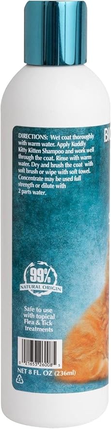 Bio-Groom Kuddly Kitty Shampoo - Tearless, Gentle Kitten Shampoo, Soap-Free, Cat Bathing Supplies, Quick Rinse, Cat & Kitten Grooming Supplies, Cruelty-Free, Made in USA - 8 fl oz 1-Pack
