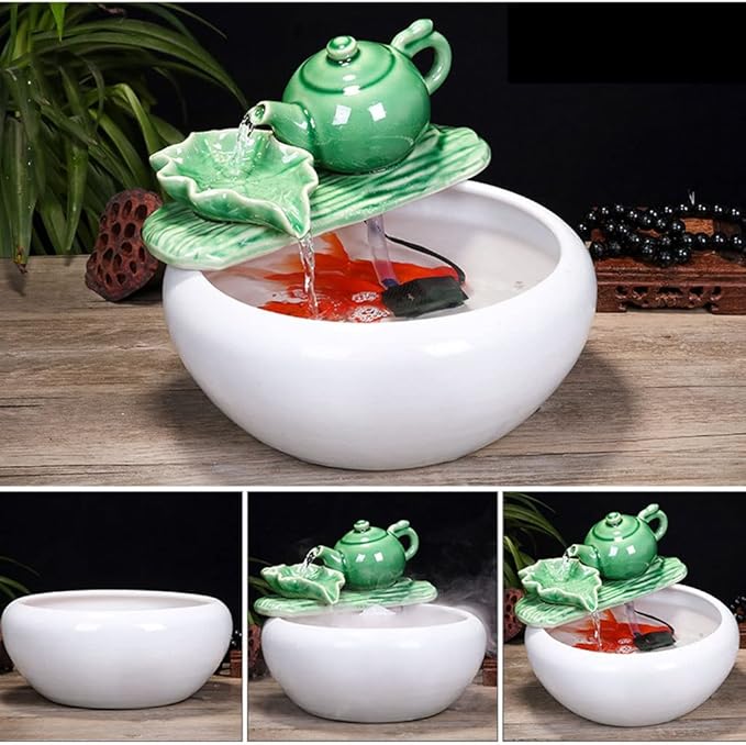 Fish Tank Aquarium Fish Tankchinese Style Ceramic Flow Water Fountain Office Living Room Table Top Fish Culture Bowl Aquarium Starter Kits Glass Fish Tank(C,31cm)