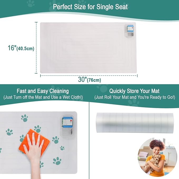 SEERWAY Scat Pet Shock Mat 2 Pieces, Shock Pads for Dogs and Cats Training Indoor, Electric Repellent Mat Keeps Pets Off Couch, Sofa, Countertop, 3 Modes, 2 Pieces Same Size, Battery Operated