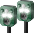 Deer Repellent Device 2 Pack Cat Repellent Outdoor Dog Repellent for Yard Solar Animal Repeller Ultrasonic Squirrel Repeller Waterproof Racoon Fox with Motion Activated Sensor Flashing Light 5 Modes