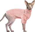 Idepet Sphynx Hairless Cats Sweater Shirt Kitten Soft Puppy Clothes Pullover Cute Cat Pajamas Jumpsuit Cotton Apparel Pet Winter Turtleneck for Cats and Teacup Chihuahua Small Dogs(Pink,XXL)