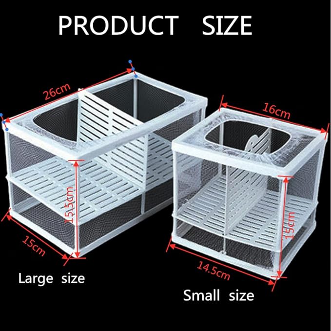 2 Pcs Aquarium Hatchery Net Fish Isolation Box,Nylon Mesh Fish Fry Hatchery Breeder Box Separation Net with Isolation Board