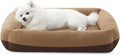 FURTIME Washable Small Dog Bed, Rectangle Comfy Fluffy Kitten Puppy Bed, Removable Zipper Cover Machine Wash, Soft Breathable Orthopedic Bed Durable Pet Cuddler with Anti-Slip Bottom, 20"x19"x6",Brown