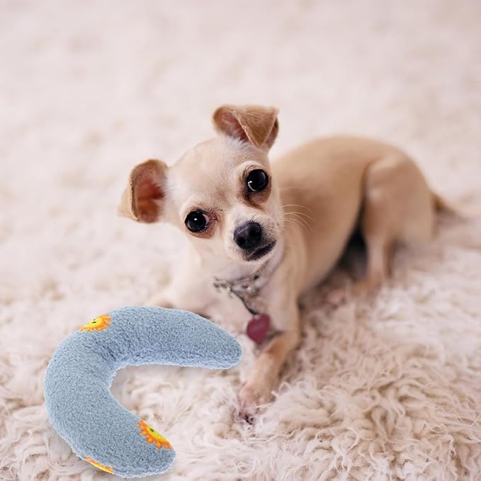 U-Shaped Dog Anxiety Relief Pillow Soft Washable Calming Pillow for Neck Support Promotes Deep Sleep for Small Dogs and Cats 10.03X7.08X2.36In