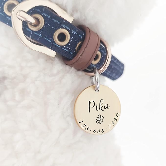 Cats Dogs ID Tags Personalized Lovely Symbols Pets Collar Name Accessories Simple Custom Engraved Products for Medium Four Legged Child Necklace Chain Anti-Lost Copper Shiny Brass Charm