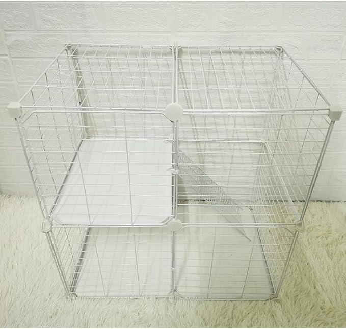 Cat Cage Indoor DIY Cat Playpen Detachable Metal Wire Kennels Indoor Cat Enclosures DIY Playpen Metal Kennel (2 Tier)