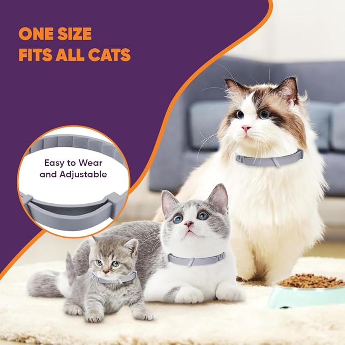 Calming Collars for Cats with Pheromones, Anxiety and Stress Relief 6 Pack Adjustable and Waterproof. Drug Free Solution Helps Reduce Spraying,Aggression and Nervous Behavior