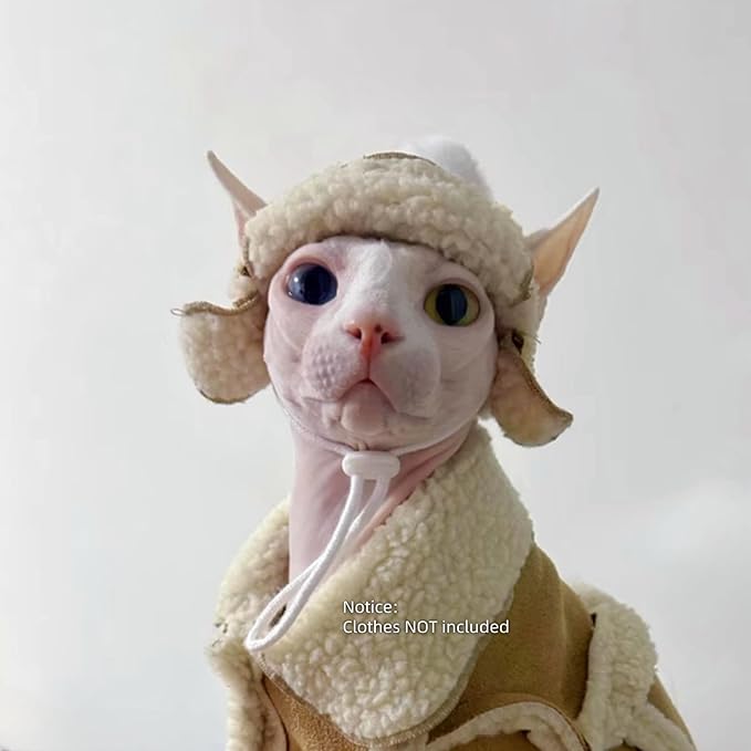 Cat Hats for Cats Only, Warm Cat‘s Beret Hat with Ear Holes, Pilot Cap Tiny Pets Party Costume, Cat Headwear Mini Hat SnugFit Sliding Toggles for Best Fit (Classic, Small (4-9.9 lbs))