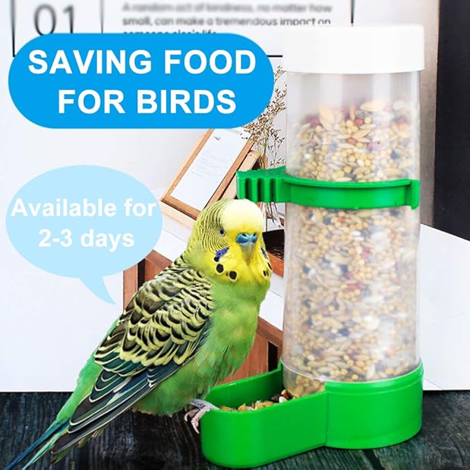 2PCS Automatic Bird Water Dispenser with 1PCS Food Feeder for Cage Pet Parrot Budgie Lovebirds Cockatiel (2pcs 60ml + 1pcs 150ml)