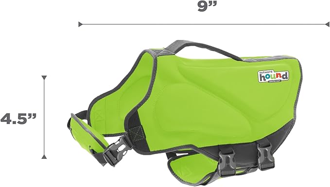 Outward Hound Dawson Swim Dog Life Jacket, High-Performance Neoprene Dog Life Vest for Swimming, Boating, and Water Safety, XS, Green