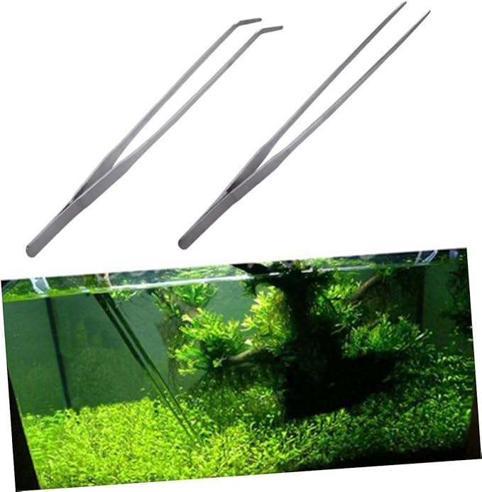 Didiseaon 4pcs Stainless Steel Aquatic Plant Tweezers Straight Curved Tongs for Fish Tank Maintenance Resistant Tools for Aquarium Plant Care
