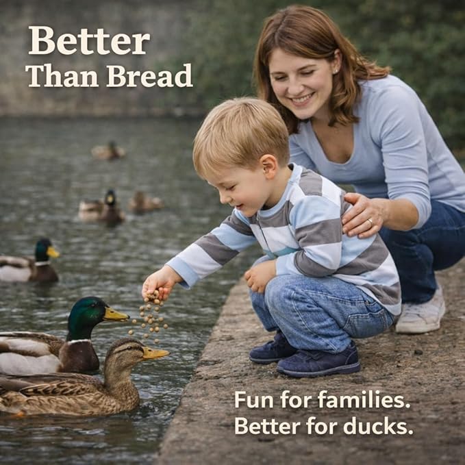Duck Feeder Floating Duck Food Pellets for Ponds & Parks | Safe Feed for Ducks, Geese & Swans | Floats for Hours | with Niacin | Ditch The Bread, Feed The Revolution (5 lb)