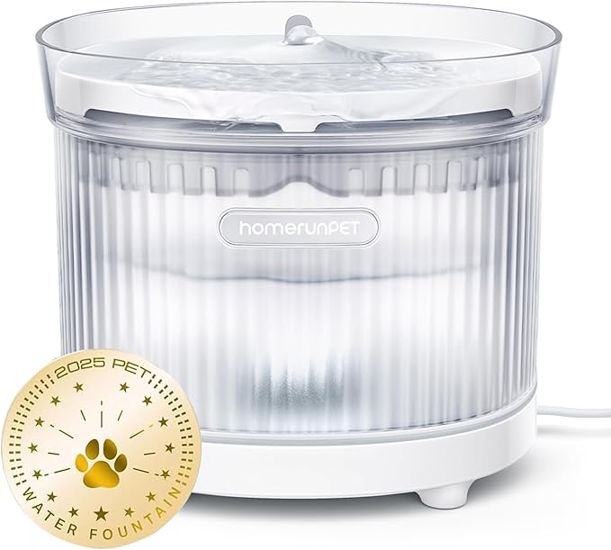 HomeRunPet Wireless Pump Cat Water Fountain - Detachable Design for Easy Cleaning, Multi-Cat Water Dispenser with Chew-Proof Base