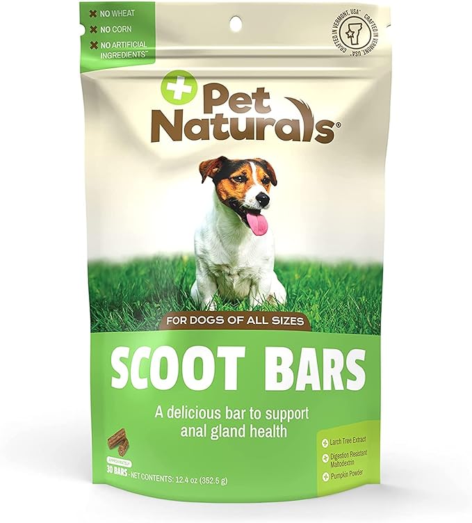 Pet Naturals Scoot Bars for Dogs – 30 Chews, Dog Anal Gland Supplement with Fiber & Pumpkin Blend for Scooting Support, Duck Flavor Soft Chew Bars for Stool Quality & Digestive Balance, All Breeds