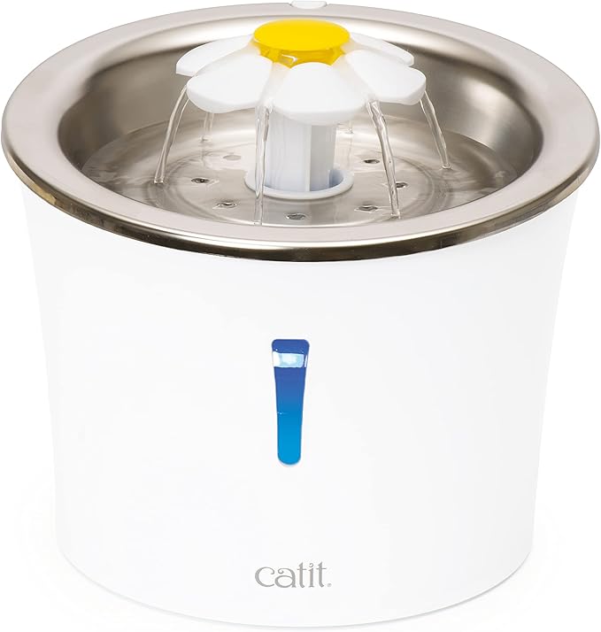 Catit LED Flower Fountain with Triple Action Filter, Cat Drinking Water Fountain, 3 L