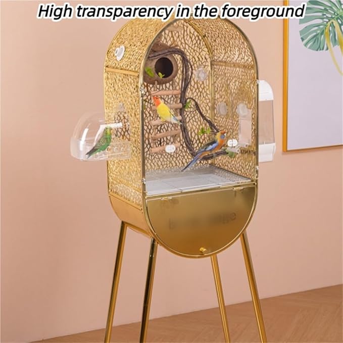 Decorative Large Bird Cage, Spacious and Ventilated Birdcage, Modern Metal Parakeet Cage with Interactive Door for Budgies, Lovebirds, Cockatiels