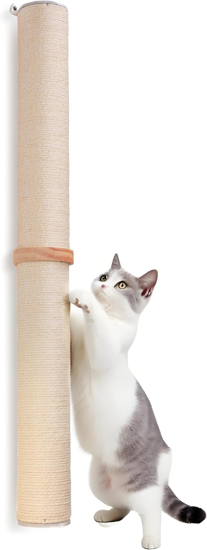 ESPETS 34'' Tall Sisal Rope Cat Scratching Post, Wall Mount 2 Ties Cat Pole - Vertical Cat Wall Scratcher, Cat Wall Furniture
