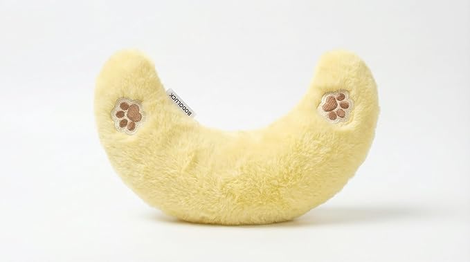 Deocove Pet Calming Pillow – 12-Inch U-Shaped Neck Support – Removable Filling to Add Pet’s Own Hair for Scent Comfort – Soft Plush Snuggle Toy for Anxiety Relief (Yellow)