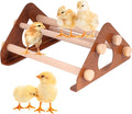 Baby Chick Perch, Durable Metal Stand with Wooden Roosting Bar for coop and brooder, Training Chicken Perch Easy to Assemble and Clean, Fun Toys for Chick (Brown Wood, Wooden Bars)