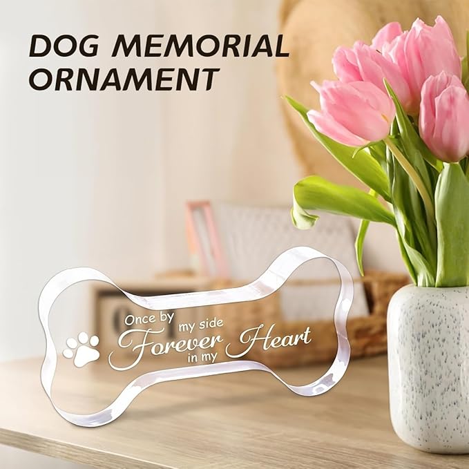 Pet Memorial Ornament Remembrance Gifts: Cynlsum Loss of Dog Cat Sympathy Gift Crystal Bone Shape Decor Ornament for Dogs Puppy Keepsake