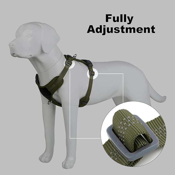 Plutus Pet No Pull Dog Harness, Release at Neck, Soft Padded, Reflective Adjustable Dog Vest Harness for Small, Medium, Large Dogs(Ranger Green, XL)