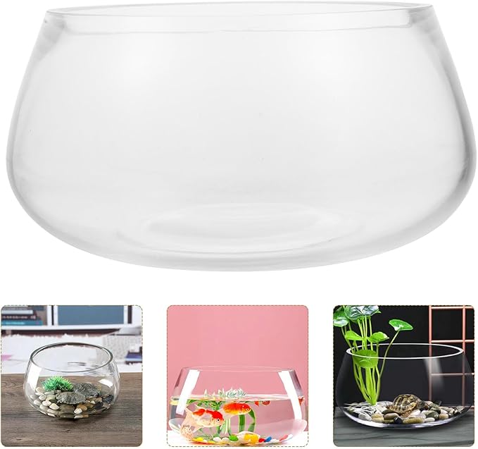 BESPORTBLE Thickened Round Glass Turtle Bowl Fish Tank 20l Simple Hydroponic Plant Aquarium Terrarium for Home Desktop Aquatic Pets