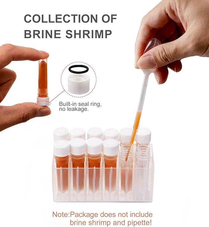 Aquarium Baby Brine Shrimp Dispense Storage Container Collection Tubes Kit for Brine Shrimp Hatchery 12 x 1.5ml
