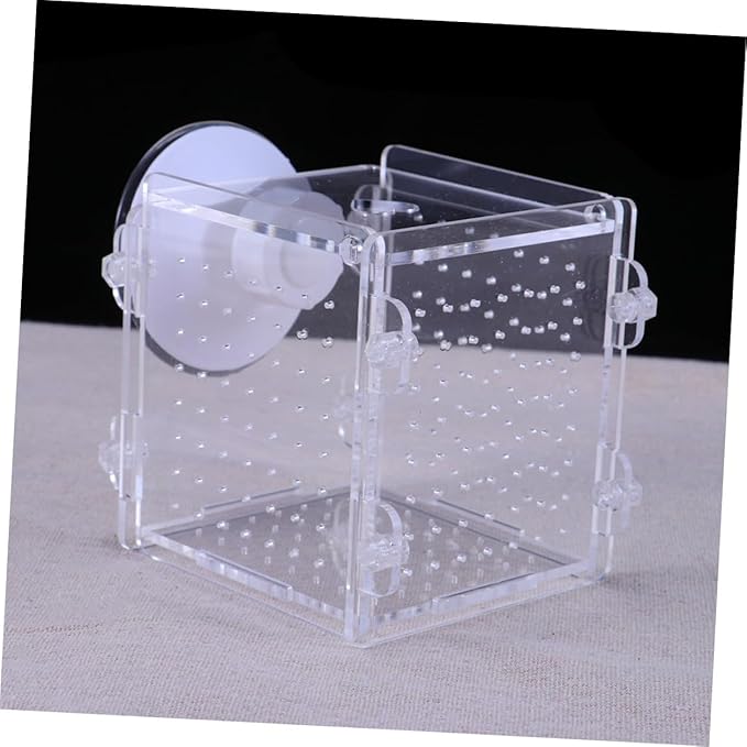 Acrylic Aquarium Fish Breeding Box Isolation Tank 8x8x8.8cm Fish Nursery Case for Aquarium Separation