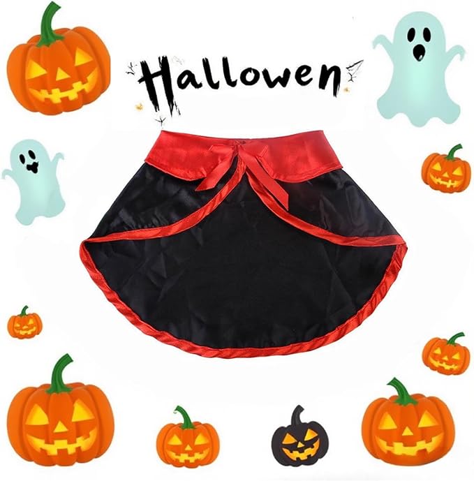 2-Pc Pet Halloween Party Costume-Puppy Party Adjustable Hats with Cool Cape Soft Costume Accessory for Small Medium Dogs and Cats