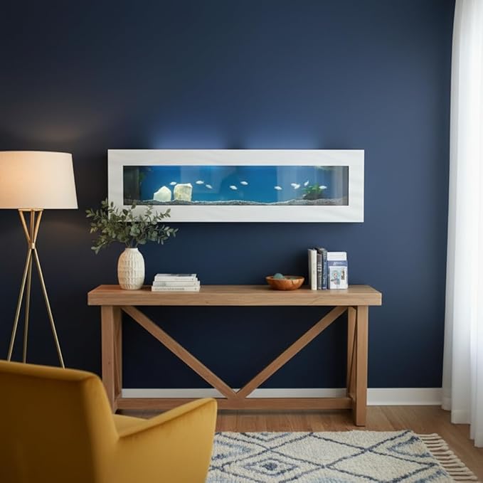 Aussie Aquariums 3.0 Wall Mounted Fish Tank Kit with LED Lighting, Built-in Filter System, Modern Space-Saving Design, Complete Accessories Set (Panoramic, Silver)