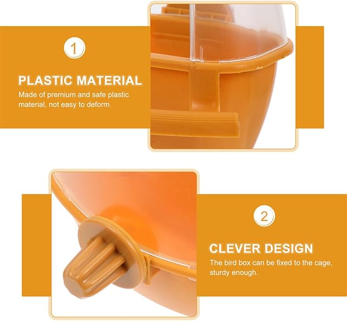 NUOBESTY 2pcs Hanging Bird Feeder and Water Bowl Set for Parakeets and Cockatiels, Brown Plastic Food Dispenser Cage Accessories for Bird Feeding and Watering Supplies
