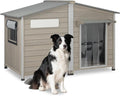 55"L Dog House Outdoor for Large Breed, XL Extra Dog House with Window Weatherproof Pet Shelter with Openable Asphalt Roof, Anti-Chewing Frame, Removable Floor,10 Support Feet for Medium to Large Dogs