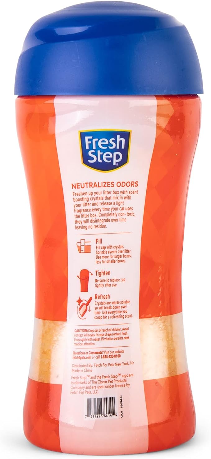 Fresh Step Cat Litter Crystals Deodorizer, Non Toxic Odor Neutralizing Crystals for Litter Boxes that Help Control Smells and Keep Home Areas Fresh, Summer Breeze Scent, 15 Ounce