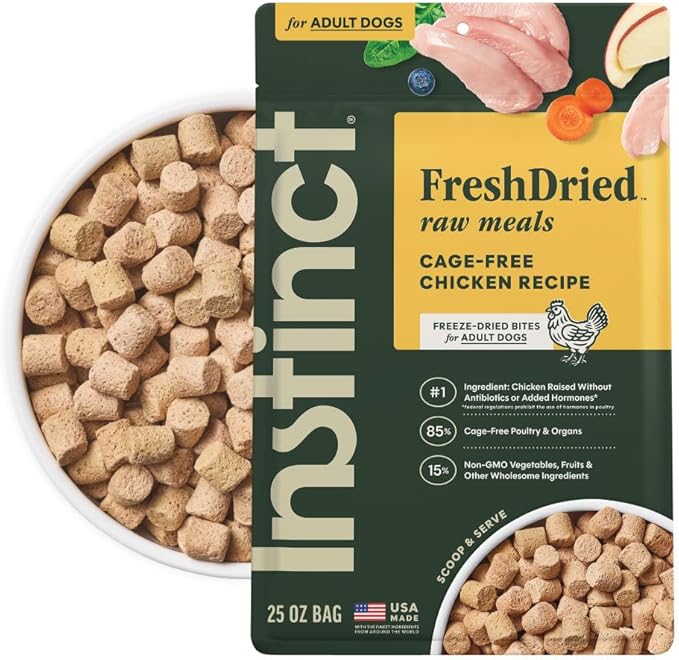 Instinct Freeze-Dried Meals, FreshDried Bites, Natural Dog Food, Grain-Free - Cage-Free Chicken, 25 oz. Bag