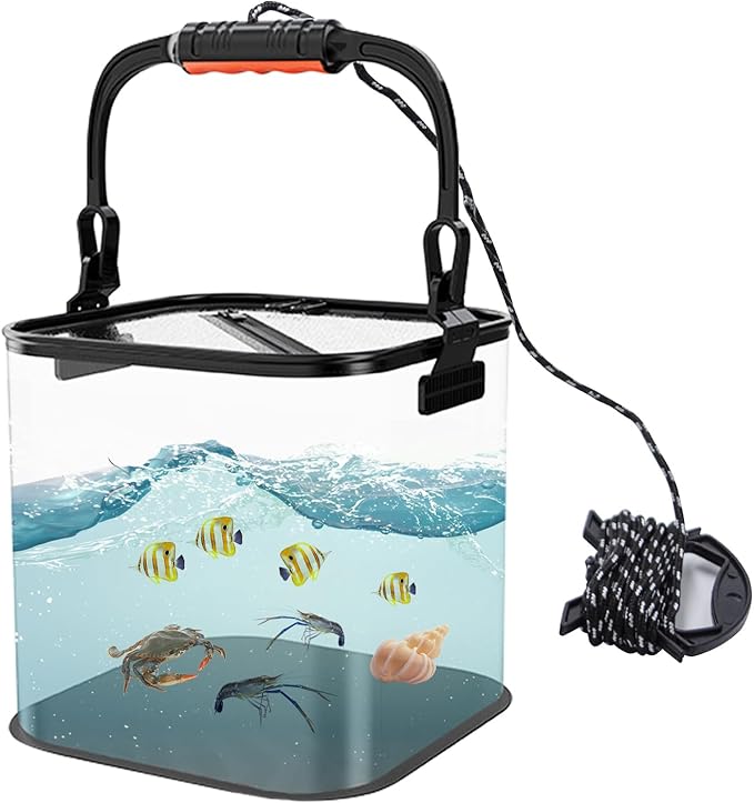 Foldable Aquarium, Portable Fish Tank, Fish Transport Container, EVA Fish Bowl, Beginner Tank, Catch and Release Aquarium for Beach, Pool and Lake