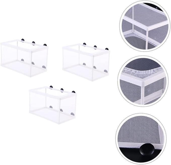 3pcs Fish Breeder Isolation Box for Aquariums Large Capacity Mesh Hatchery Cups Design for Easy Observation Easy to Clean Fish Breeding Tank