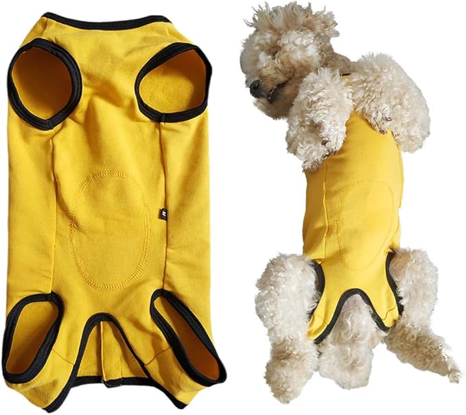 Dog’s Recovery Suit Post Surgery Shirt for Puppy, Wound Protective Clothes for Little Animals(Yellow-xs)