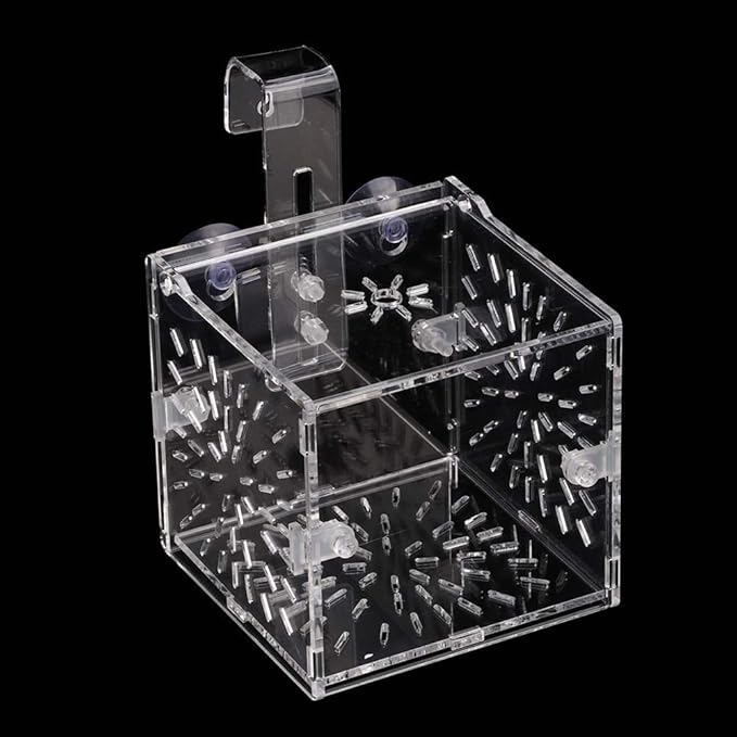 Rosvola Fish Isolation Box, Fish Breeding Incubator Aquarium Hatchery Fish Tank Isolation Box, Incubator Holder Transparent for Shrimp Aquarium(10Cm10Cm10Cm)