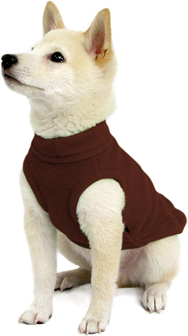 Gooby Stretch Fleece Vest Dog Sweater - Brown, X-Small - Warm Pullover Super Stretchy Fleece Dog Jacket for Small to Large Dogs