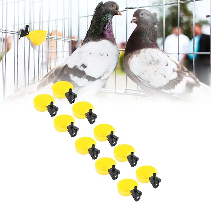 Zerodis 10Pcs Automatic Bird Water Feeder, Platic Pet Water Dispenser Cage Parakeet Watering Feeder Bird Supplies Suitable for Chicken Quail Poultry Drinking Feeding