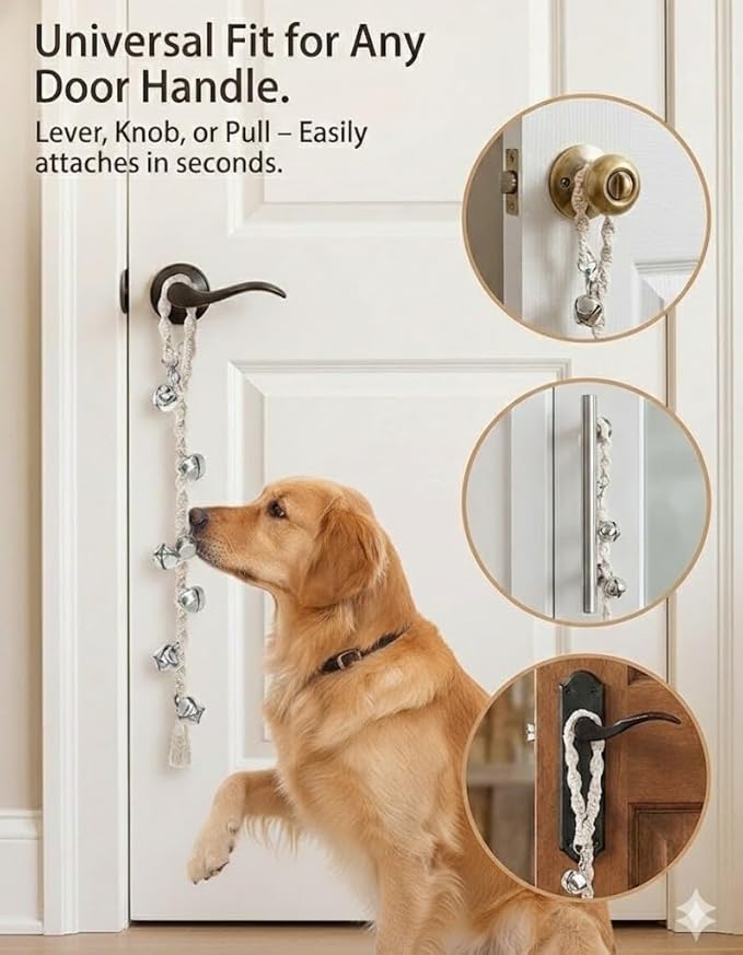 Dog Bells to Go Outside & Puppy Potty Training, Adjustable Dog Door Bell Ring to Go Potty, Handmade with Premium Yarn. Twisted Style, Grey
