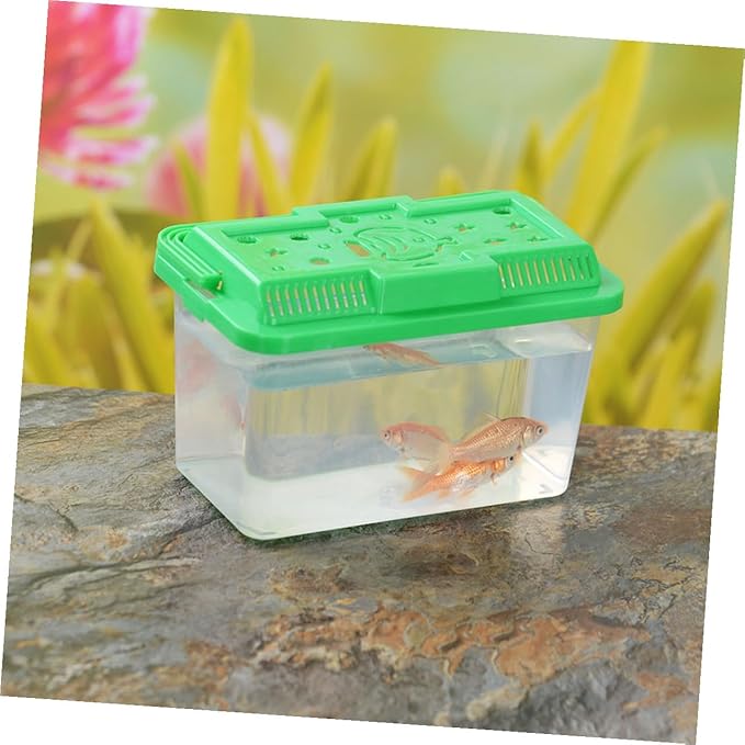 Turtle Habitat and Fish Breeding Tank, Sturdy Pp Plastic Transport Box 15x9x11cm, Portable Aquarium for Small Reptiles and Goldfish Housing