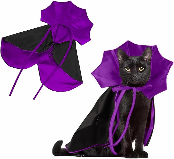 Halloween Pet Costume, Halloween Cat Vampire Cloak Costume, Halloween Pet Accessories Costume Outfit Decor Cowl for Small Cats Dogs Animals Halloween Party Pet Cosplay