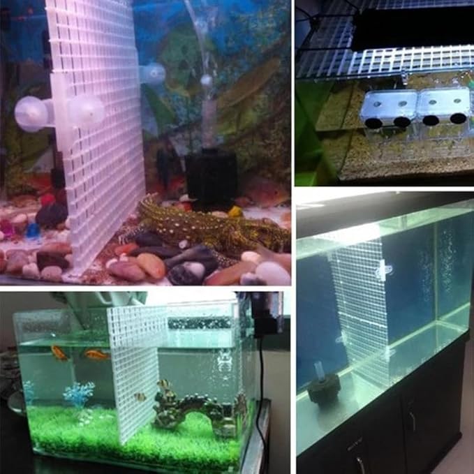 Adjustable Plastic Grid Panel for Fish Tank Divider, 11.8x11.8 Inch, 8pacs - Interlocking Design for Aquarium Separation, Reptile Basking and Plant Support(White)
