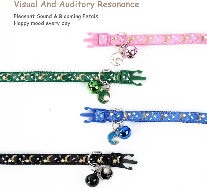 SuperBuddy Cat Collars Breakaway with Bell - 4 Pack Cat Safety Collars for Boys & Girls - Safety Buckle Kitten Collar for Pet Supplies,Stuff,Accessories