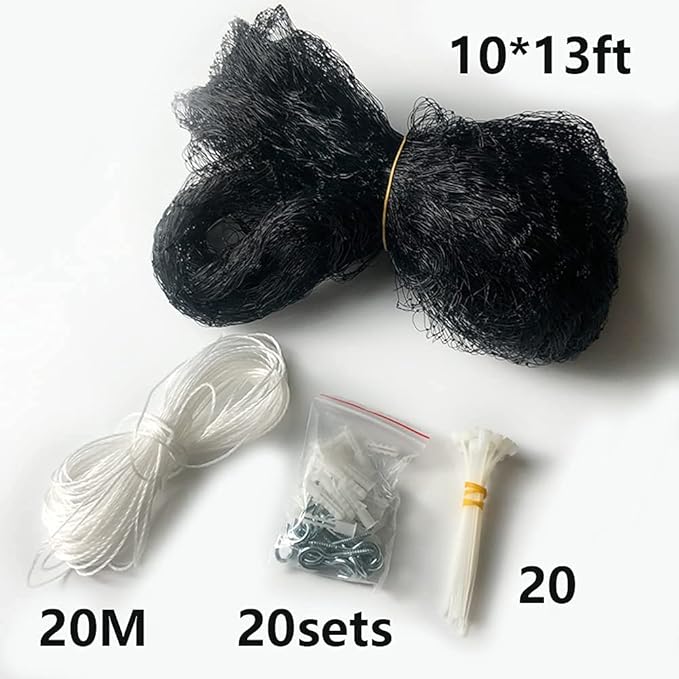 YOKMO Cat Balcony Rail Net Anti-Fall Netting Pet Mesh Fence, Black Nylon, 10 x 13ft