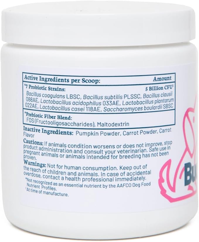 Probiotic + Prebiotic Powder for Dogs – 7 Probiotic Strains with Prebiotic FOS, Supports Gut Flora, Digestive & Immune Health, 5 Billion CFU per Scoop