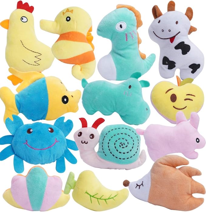 Pack of 26 Soft Small Medium Dog Squeaky Toys,Cute Puppy Favorite Comfortable Squeakers Toy,Multicolored for Puppy