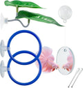 Betta Fish Toy Set: Betta Training Floating Mirror, Training/Feeding Ring, Spoon, and Resting Leaf. Promotes Exercise. Betta Toys, Resting & Feeding Kit.