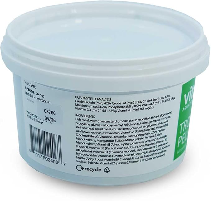 Vitalis Tropical Freshwater Pellets 1mm 70g (2.47oz) – Premium Fish Food for Tropical FreshwaterTanks, Helps Enhance Color and Health of Aquarium Fish